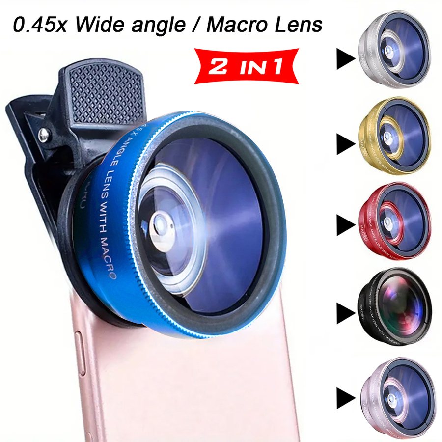 Objectif 2 en 1 grand-angle et macro pour smartphone