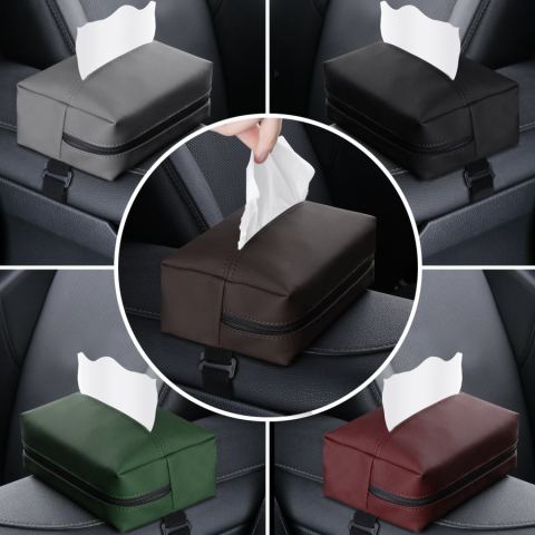 Boîte à mouchoirs en similicuir pour voiture
