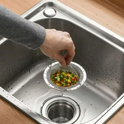 Filtre d'évier en inox avec anse